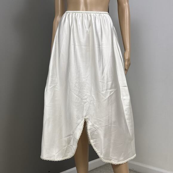 Vintage Warner's Satin Half Slip Skirt A-Line Walking Slit Size Large Ivory USA - Picture 2 of 6